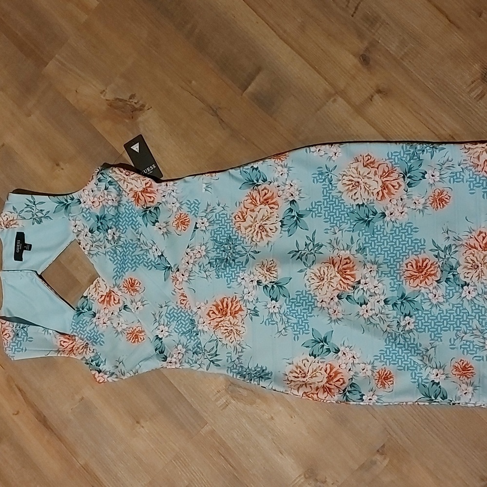 GUESS Turquoise Floral Bandage Dress